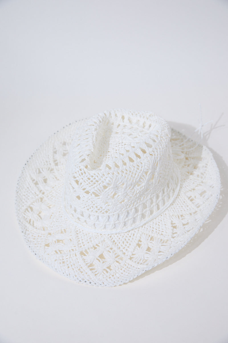 Lace Cowboy Beach Hat White