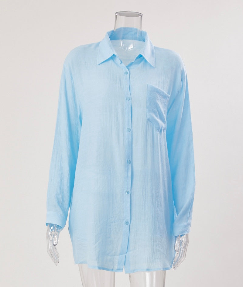 Beach Cover Blouse Sky Blue