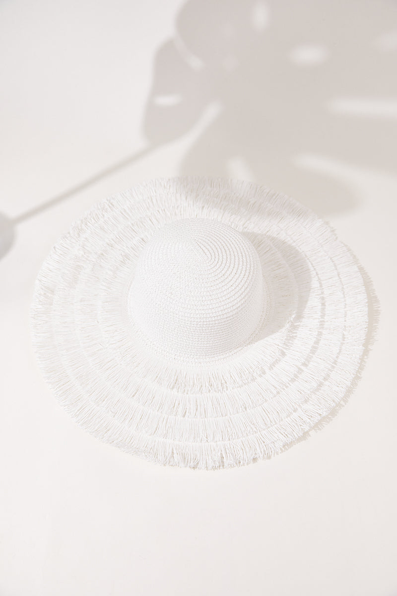 Tassel Beach Hat White