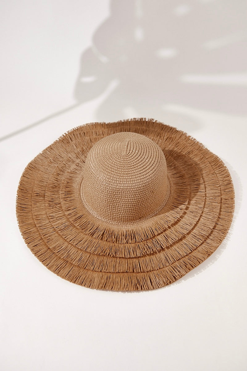 Tassel Beach Hat Brown