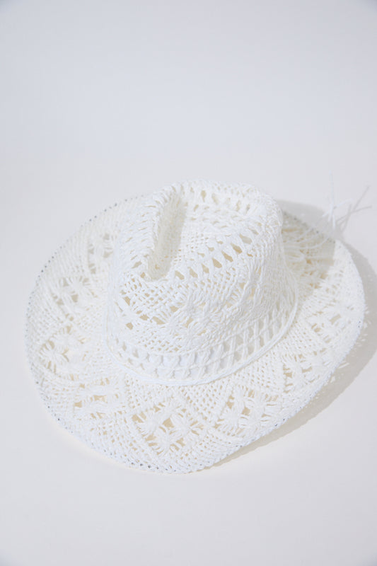 Lace Cowboy Beach Hat White