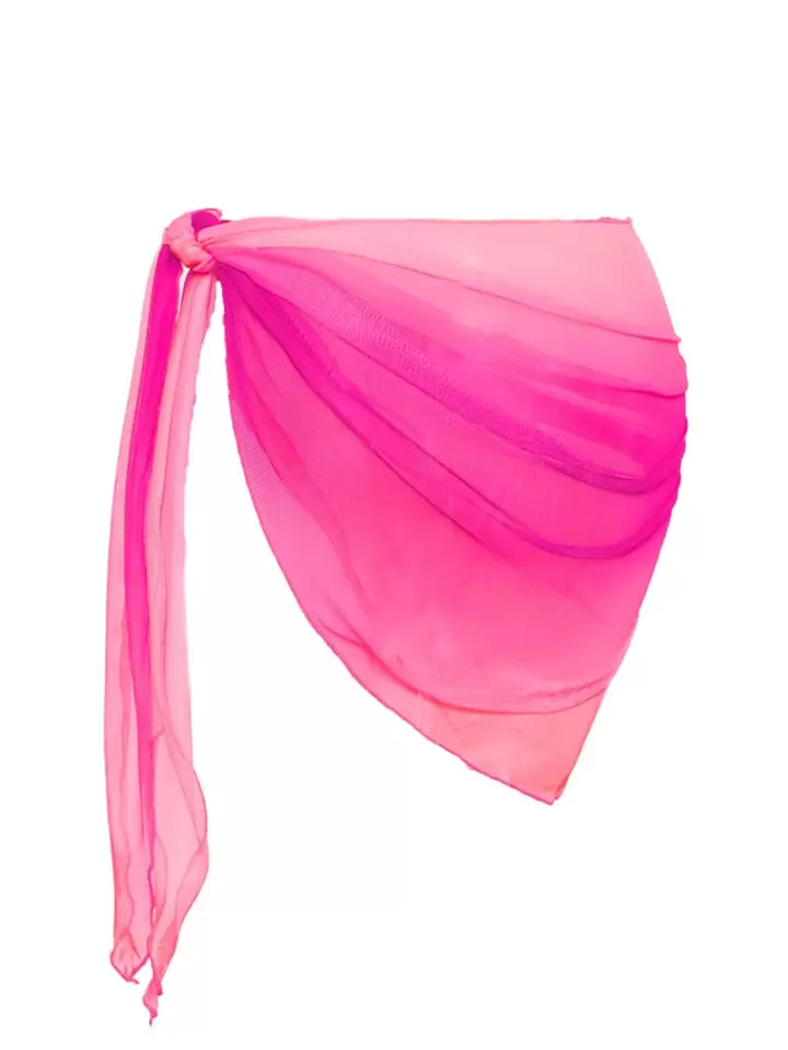 Ombré Beach Knot Side Mesh Wrap Skirt