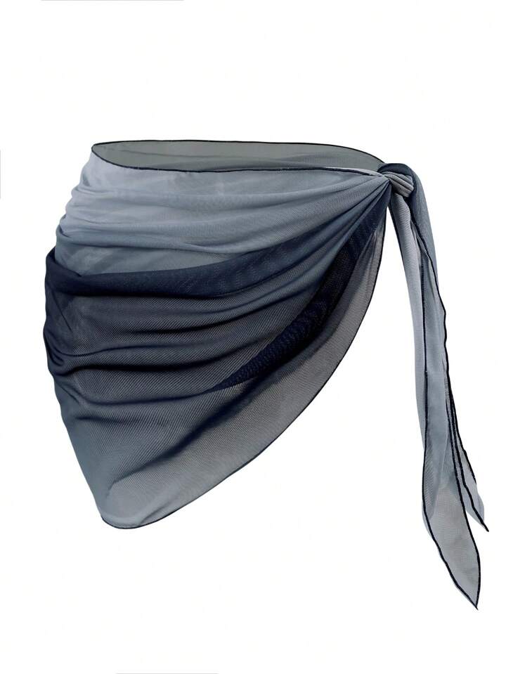 Ombré Beach Knot Side Mesh Wrap Skirt