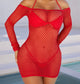 Fishnet Dress CoverUp Red
