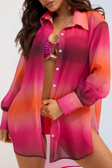 Beach Cover Blouse Pink
