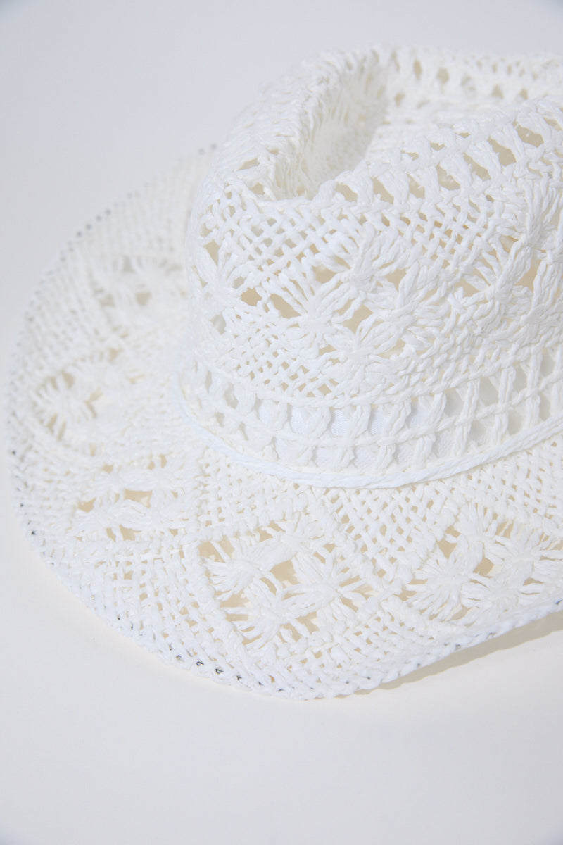 Lace Cowboy Beach Hat White