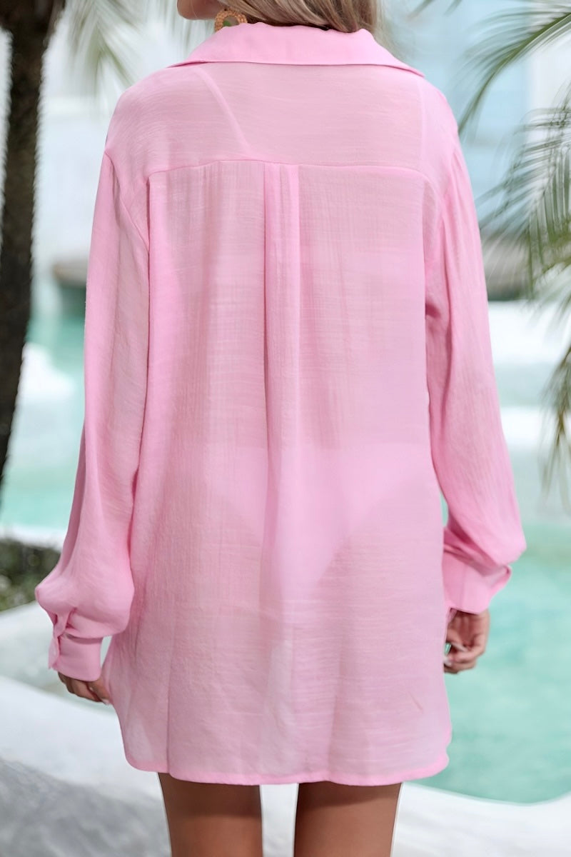 Beach Cover Blouse Pink