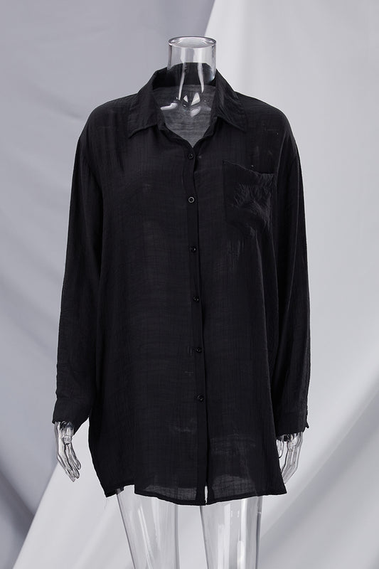 Beach Cover Blouse Black