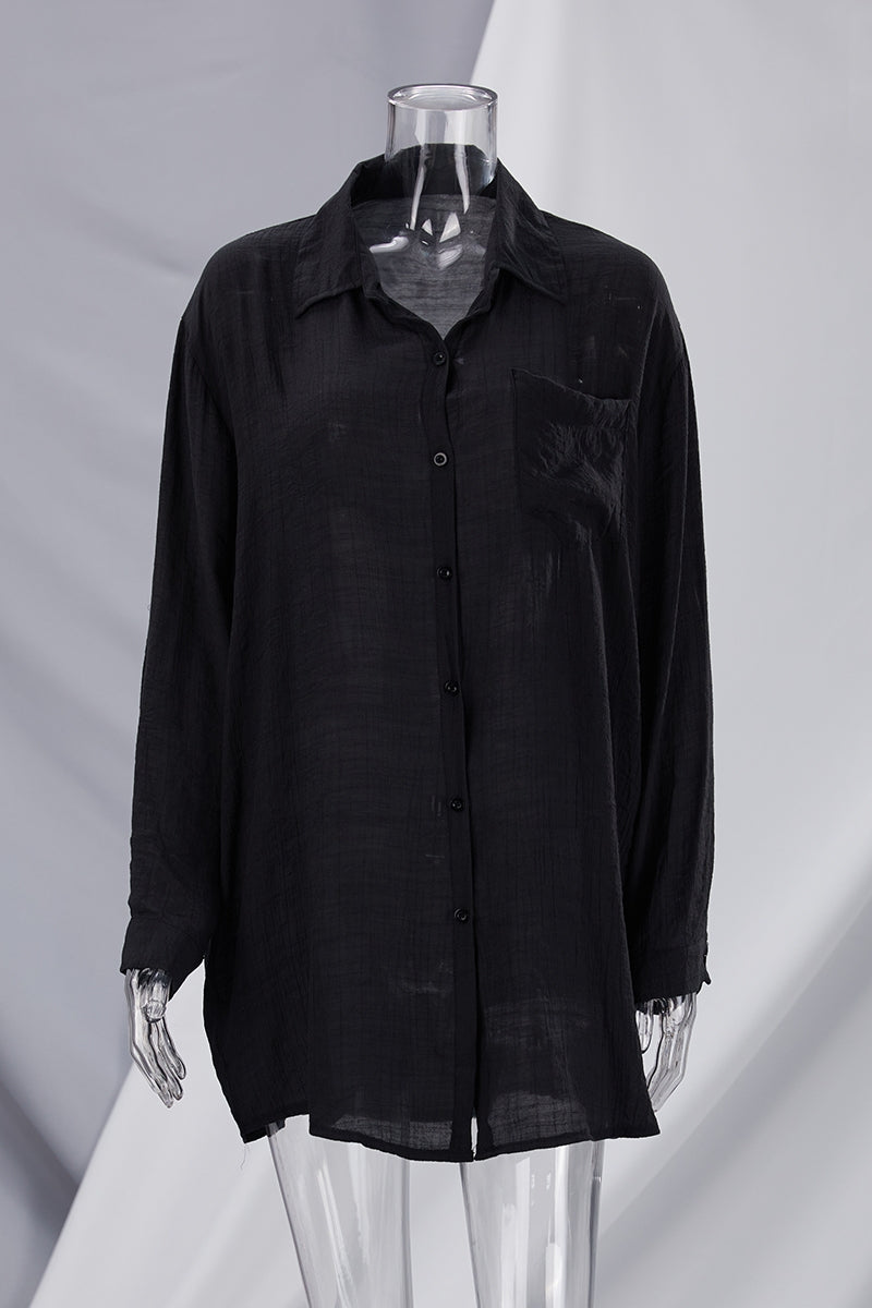 Beach Cover Blouse Black